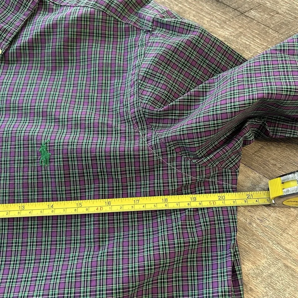 Polo Ralph Lauren Shirt Men Small Purple Plaid Colorful Lightweight Oxford